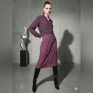 Geoffrey Beene Vintage Mixed Print Silk Dress